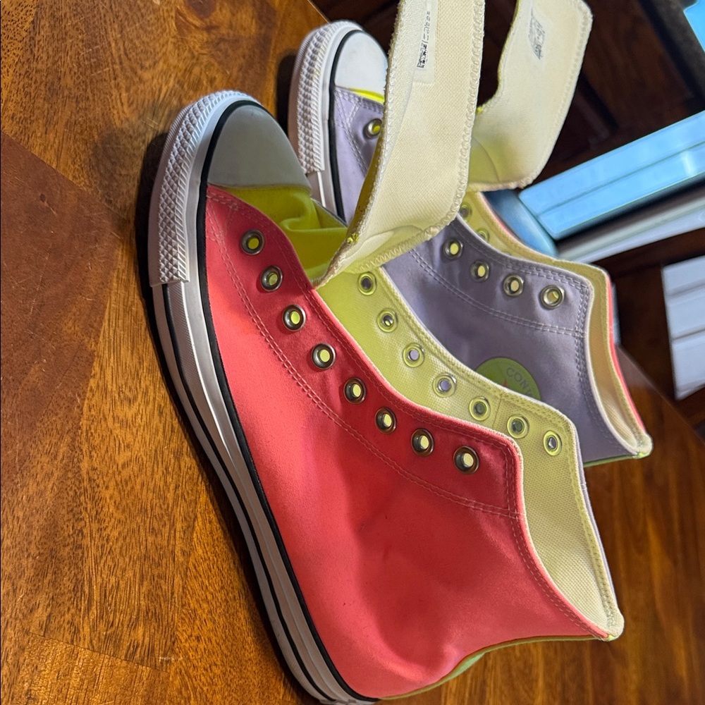 Converse Kids Pink and Yellow Slip-On Sneakers
